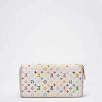 Louis Vuitton Multicolor Zippy Wallet White Takashi Murakami