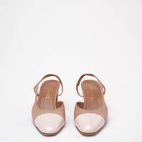 Chanel Beige / Cream Leather CC Cap-Toe Slingback Pumps Size 39