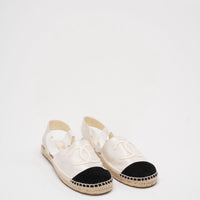 Chanel White/Black Lambskin Cap Toe CC Espadrille 40