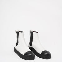 Chanel Black/White Calfskin Cap Toe CC Ankle Boots 39