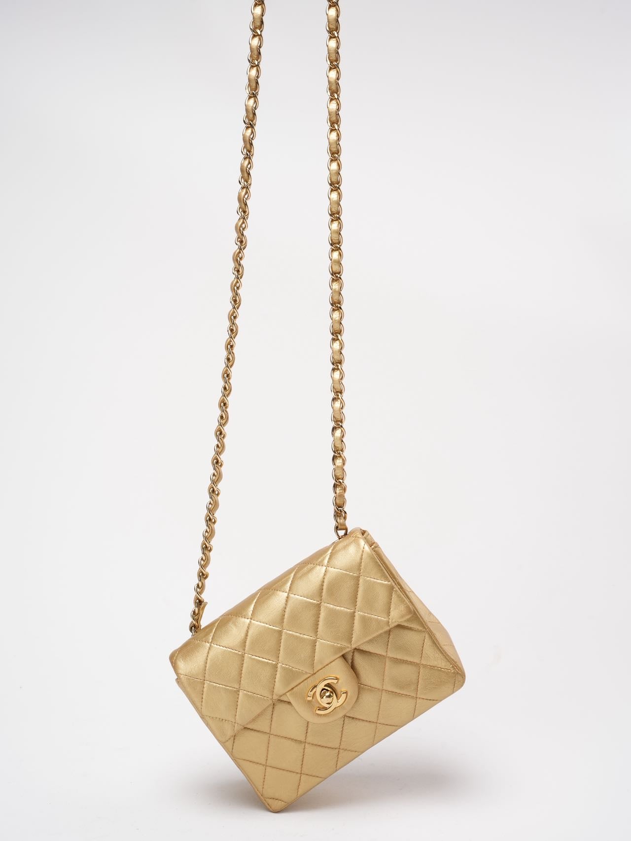 Buy Chanel Golden Vintage Mini Flap Square Bag 2000s | Rare Piece