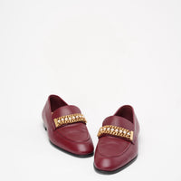 Chanel Burgundy Interlocking CC Logo Loafers Size 37