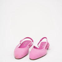 Chanel Neon Pink Denim Cap Toe CC Slingback Flat 37