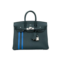 Hermes Birkin 25 handbag in Green Cyprès and Blue Zellige Officier Togo Leather 2018