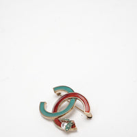 Chanel CC Logo Brooch Red and Green