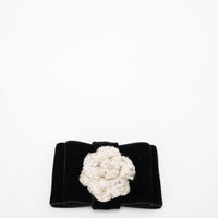 Chanel Black Velvet Bow Brooch