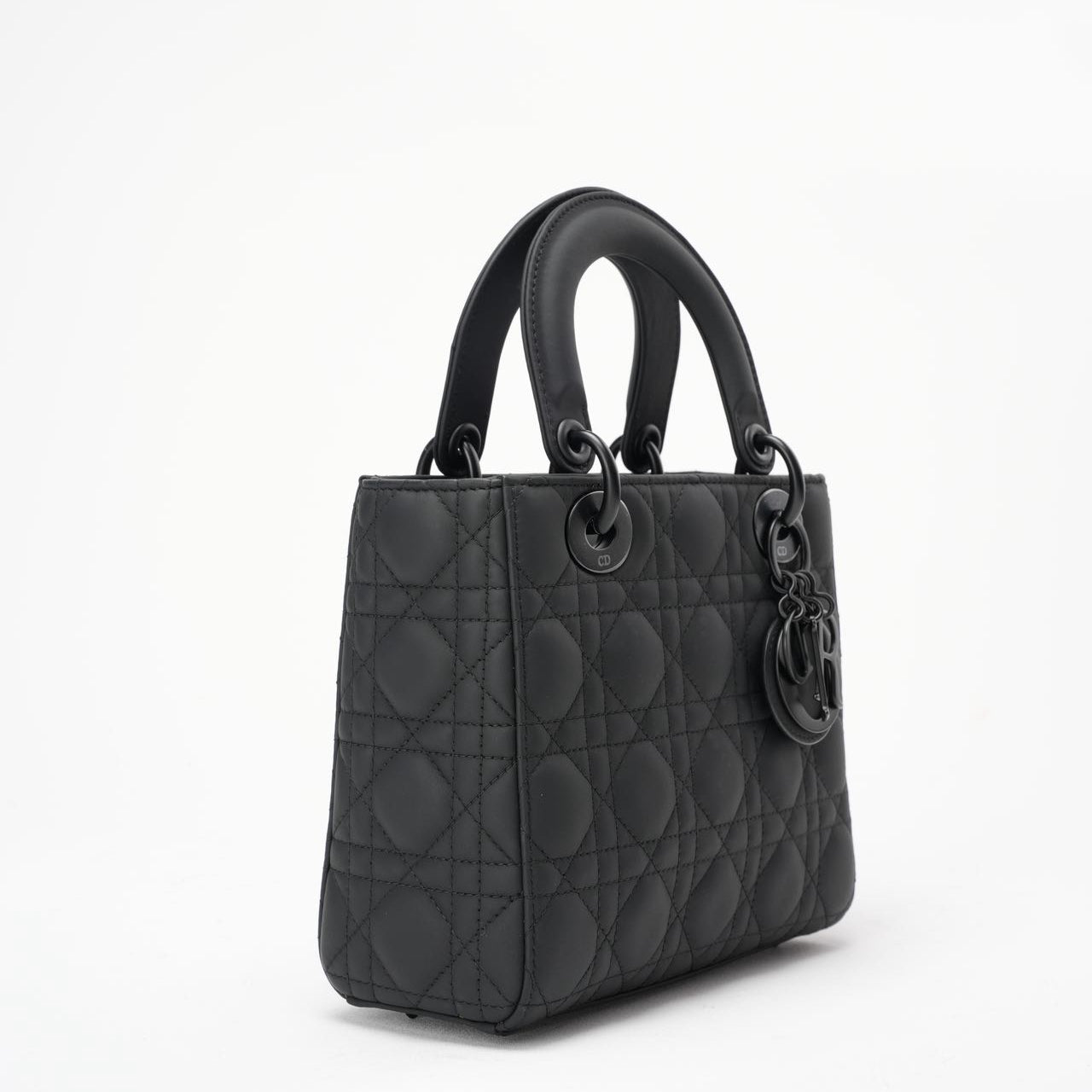 Second hand Christian Dior Matte Black Small Lady Dior Bag 2021