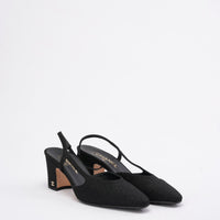Chanel Black Glitter Slingback Pumps 39C