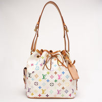 Louis Vuitton White Multicolore Canvas Petit Noe Bucket Bag