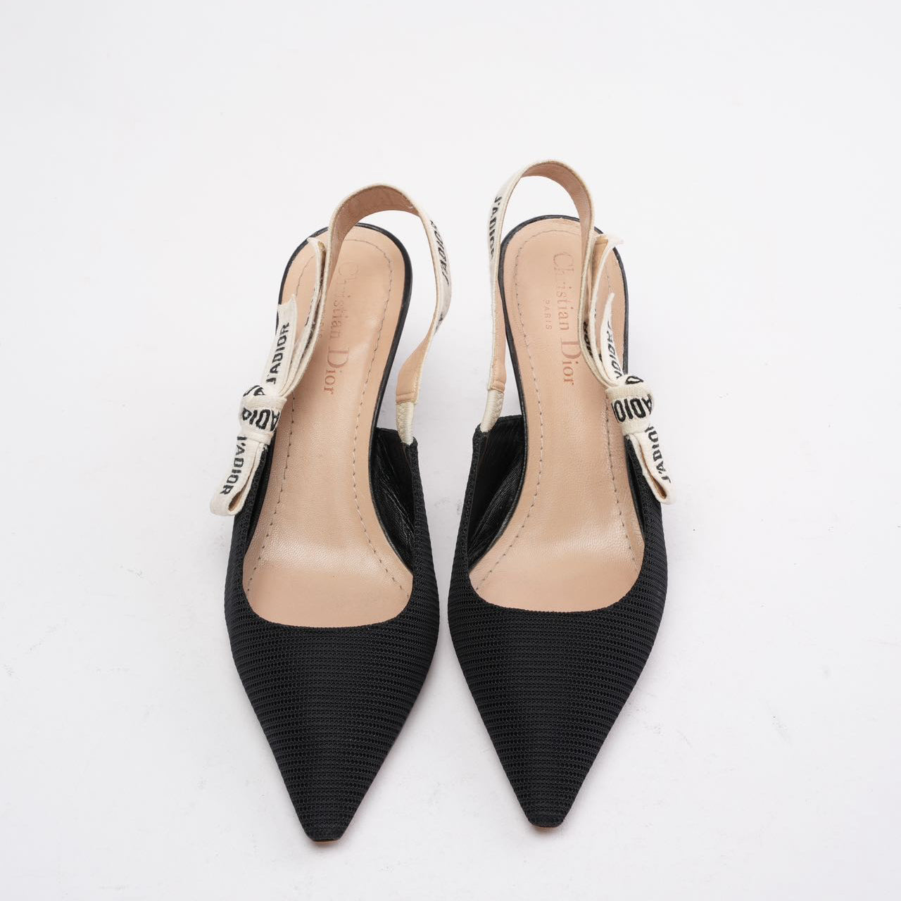 Dior J'ADIOR ブラックハイヒール 38 D Christian Dior Black Fabric J'adior Slingback Pumps Size 38 D
