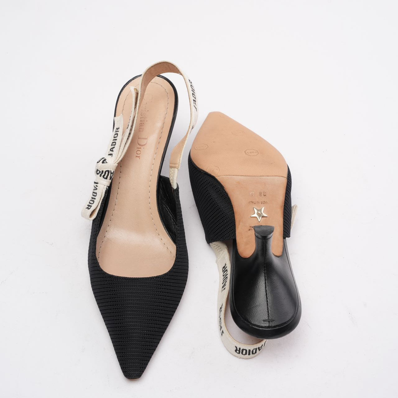 Christian Dior Black Fabric J'adior Slingback Pumps Size 38 D