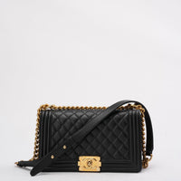 Chanel Boy Medium Black Flap Bag Quilted Caviar 2019