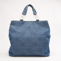 Chanel Vintage Blue Denim Monogram Tote Bag 2003
