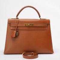 Hermès Vintage Gold Kelly Sellier 32 Epsom U Circle 1991