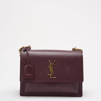 Saint Laurent Medium Burgundy Sunset Box Leder