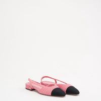 Chanel Pink/Black Tweed Cap Toe CC Slingback Pumps 37