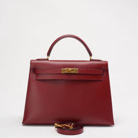 Hermès Vintage Burgundy Kelly Sellier 32 Box Leather 1994