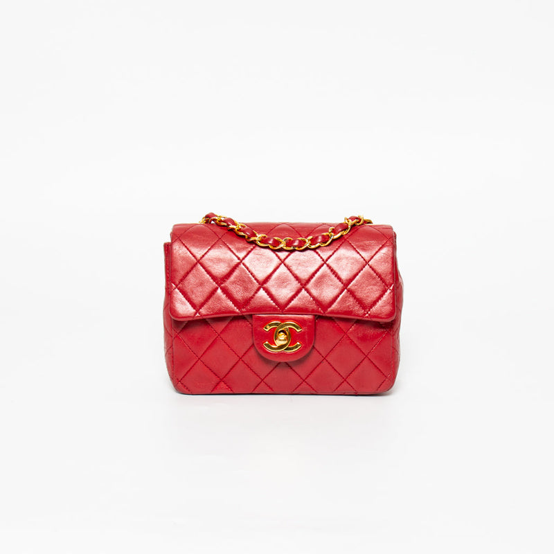 Chanel Vinatge Mini Square Single Flap Red 1991 