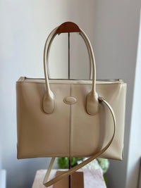 Tod's D-Bag Satchel in Light Beige Leather