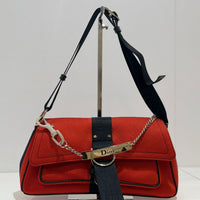 Dior Red Hardcore Shoulder Bag with Black Trim and Crystal Chain