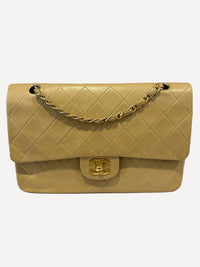 Chanel Vintage Small Classic Flap Beige Lambskin 1991