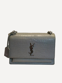 Saint Laurent Sunset Medium Grey Crocodile 2017
