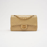 Sac Chanel vintage beige petit à double rabat 1991