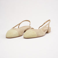 chanel beige suede slingback shoes 37.5