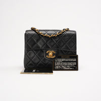 Chanel Vintage Mini Square Classic Flap Bag Lambskin Black 1996