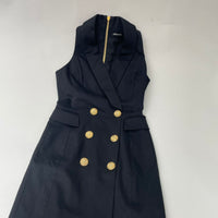 Balmain Black Sleeveless Double Breasted Mini Dress Size FR 36 (S)