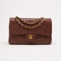 Chanel Vintage Small Double Flap Chocolate Brown Bag 1996