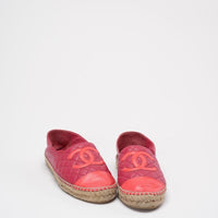 Chanel Red Leather CC Espadrille Flats Size 40