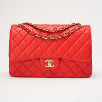 Chanel Classic Jumbo Double Flap Lamb Red 2017