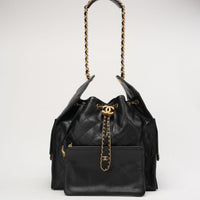 Chanel 25 mittelgroße Gold- Tone Tasche Caviarleder Schwarz 2025