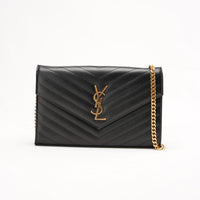 Saint Lauren Medium Envelope Wallet on Chain (WOC) Black 2015