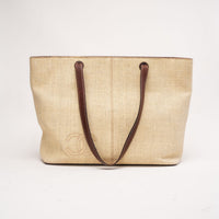 Chanel Vintage CC Logo Raffia Straw Tote Bag 1999