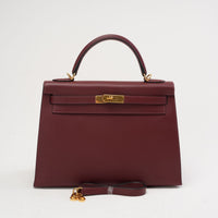 Hermès Kelly 32 Sellier Red (Rouge H) Box Leather 2017