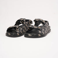Chanel CC Logo Print Rubber Dad Sandals Black Size 39