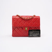Chanel Vintage Classic Flap Bag Red Lamb Gold Hardware 1994