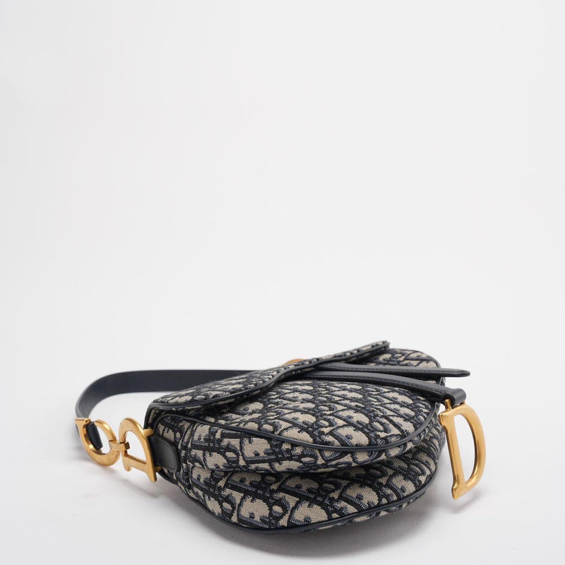 Dior Saddle Bag Medium Shoulder Bag Blue Oblique Jacquard With Shoulder Strap From 2019