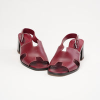 Hermes H Logo Wine Red Slingback Leather Sandals Size 40