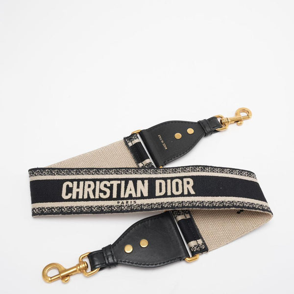 Adjustable shoulder strap with Christian Dior Paris embroidery in