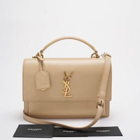 Saint Laurent Calfskin Monogram Sunset Medium Beige