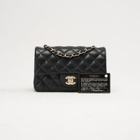 Chanel Classique Mini Rectangulaire à Rabat Cuir d'Agneau Noir 2017