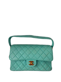 Chanel Medium Classic Double Side Flap Bag Lambskin Tiffny Blue 1997