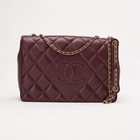 Chanel Large Classic Full Flap Bag Lambskin Burgundy 2014