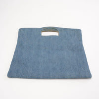 Chanel Vintage 1998 Denim Foldover Cutout Handle Clutch Blue 1998