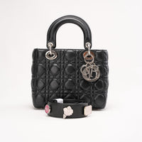 Christian Dior Black Small Lady Dior Bag in Cannage Lambskin 2016