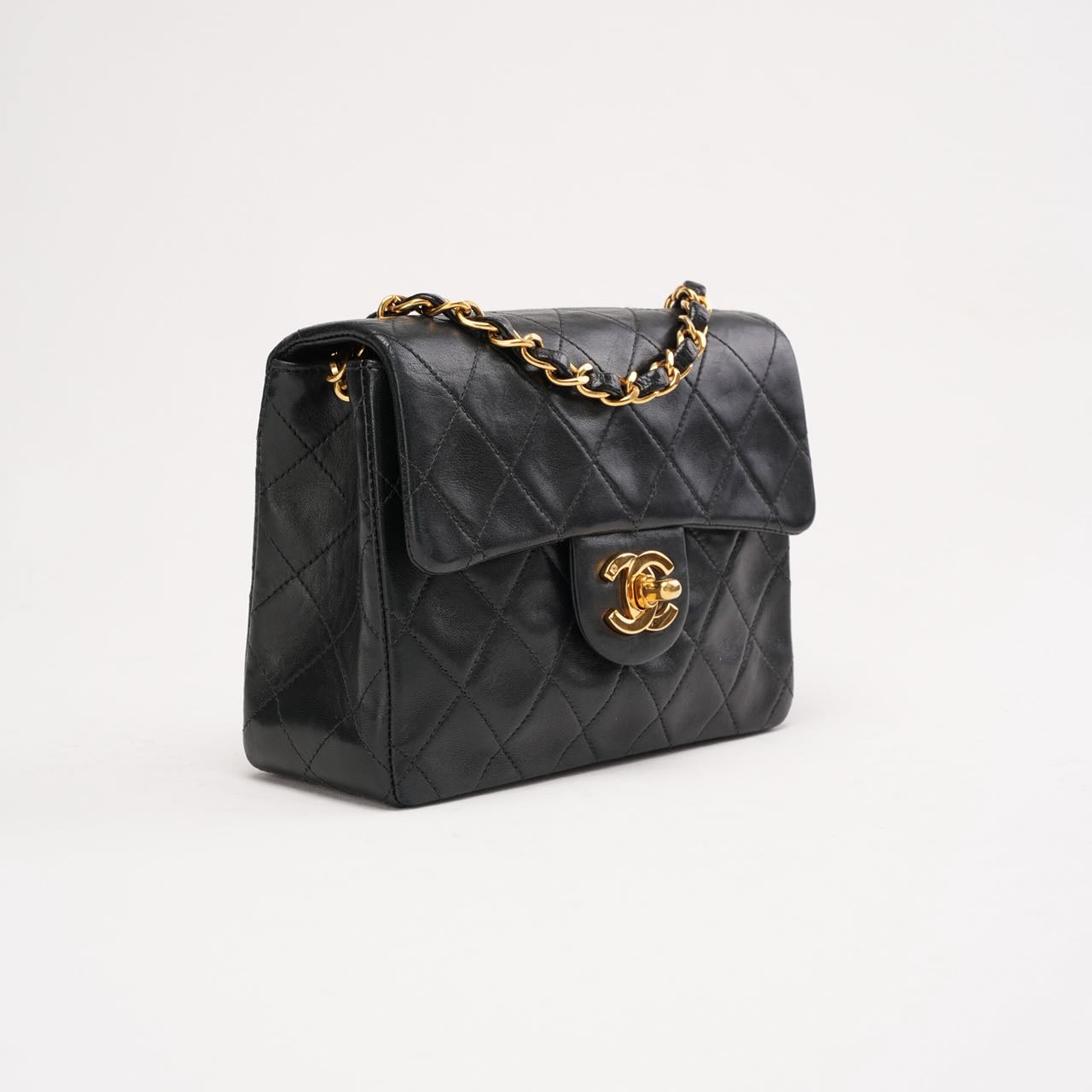 Chanel Vintage Mini Square Flap Bag Lambskin Black 1997 – MILOURA