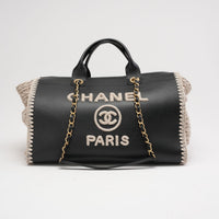 Chanel Deauville Shopping Tote Large Kalbsleather Black/Beige